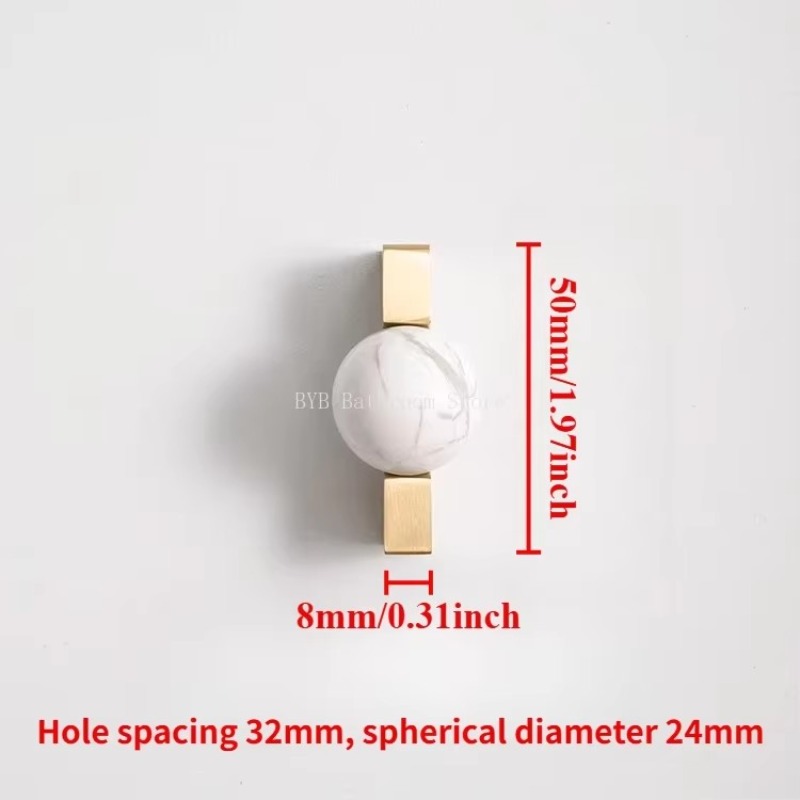 Furniture Hardware Drop Pulls - 흰색 크리스탈 볼 + 황동 소재의