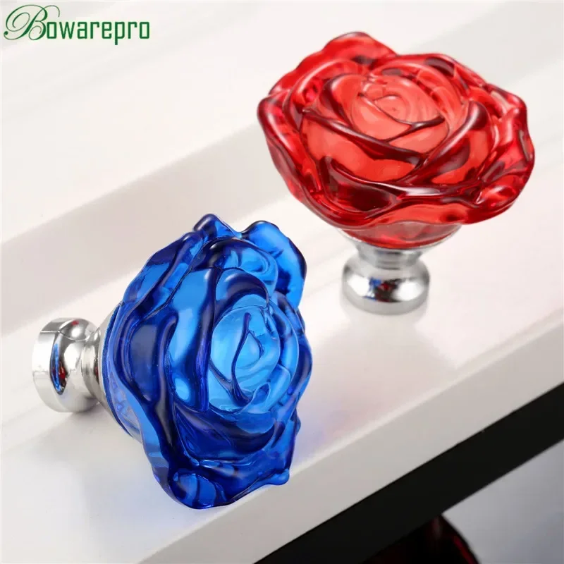 Furniture Hardware Jig - Bowarepro 50MM 크리스탈 로즈 유리 손잡이